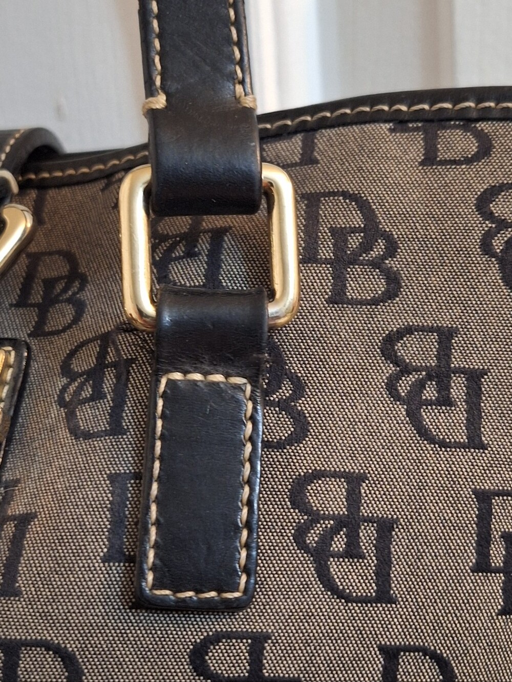 Dooney & Bourke Black Logo Canvas Bucket Tote Bag - Picture 17 of 17